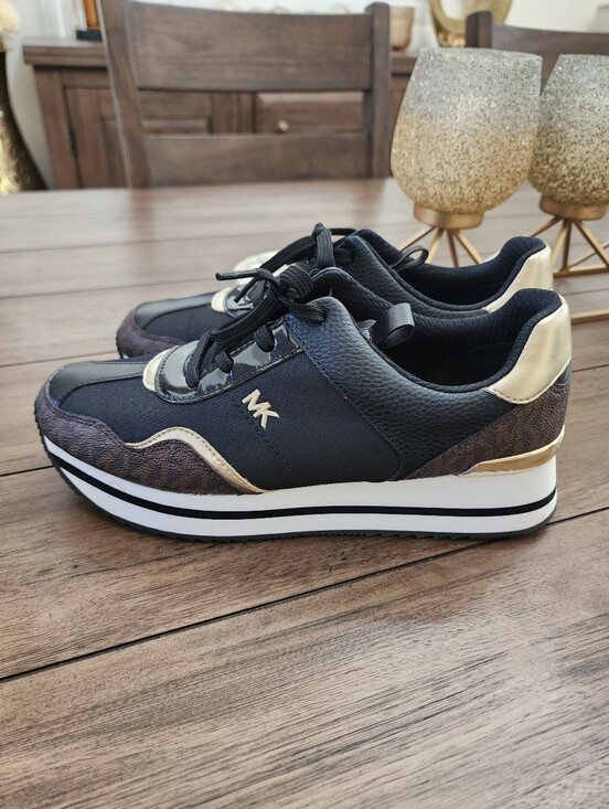 Michael Kors Shoes - Michael Kors Black and Gold Women's Platform Sneakers